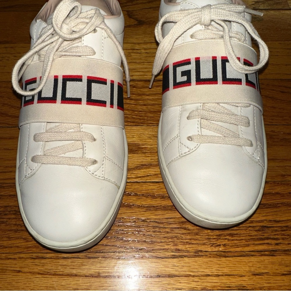 GUCCI Ace Stripe Ivory Sneakers White Red Black Leather Women’s size EU 37 - Picture 5 of 13
